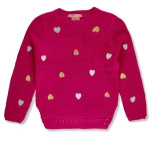 Pink Angels Girls' Heart Embroidered Sweater Size Medium 10/12